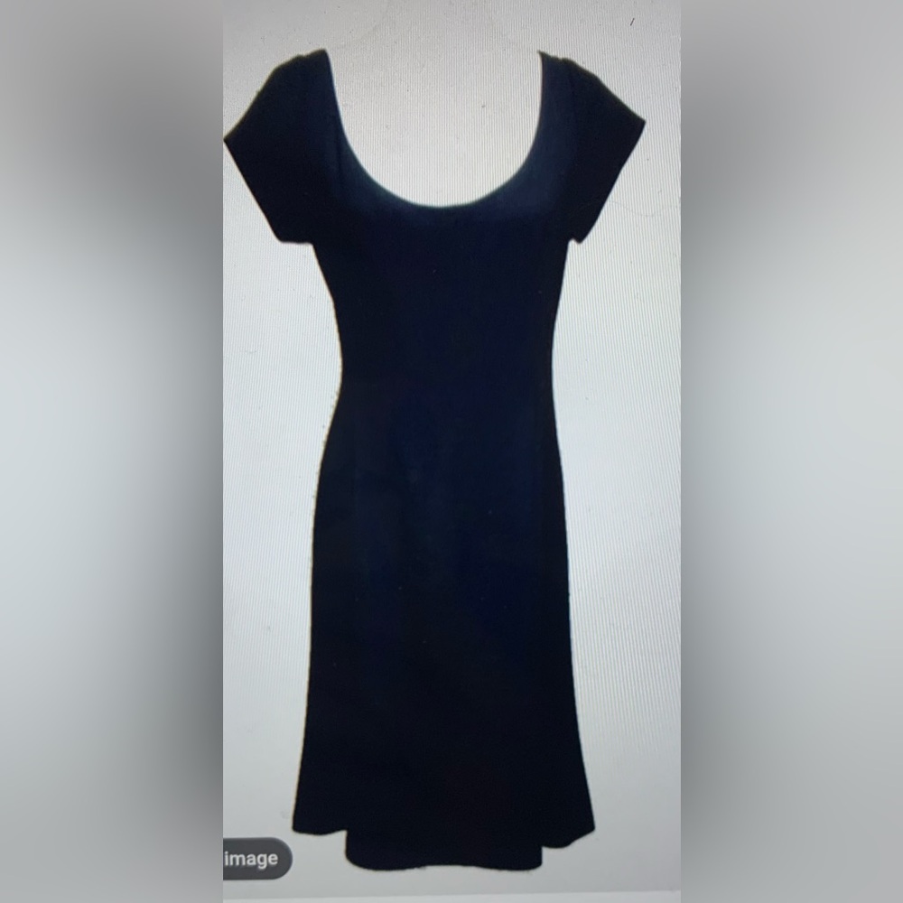 Ralph Lauren Black Wool Scoop Neck Cap Sleeve Dress